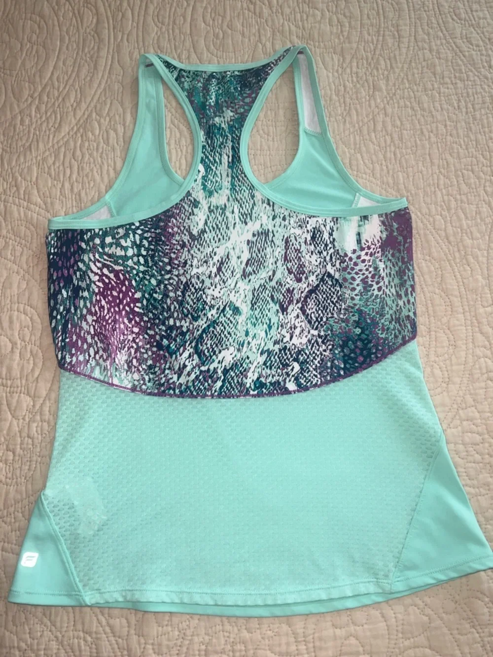 Fabletics Mint Racerback Tank with Patterned Insets - Picture 4 of 6